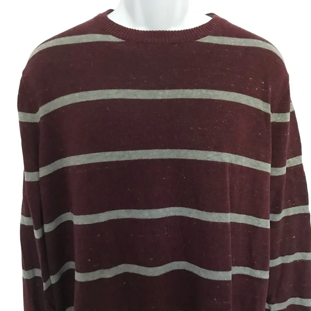 NEW Urban Pipeline Red Gray Striped Long Sleeve Crewneck Sweater XL